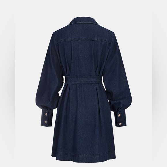 Commense Belted Button-Front Denim Shirt Dress Size XS NWT - Picture 2 of 6